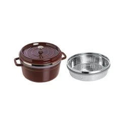 Staub Round Cocotte With Steamer - 26cm Grenadine