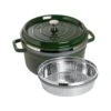 Staub Round Cocotte With Steamer - 26cm Basil Green -Home-Kitchen 212785