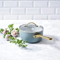 GreenPan Padova Saucepan With Lid Smokey Sky Blue 18cm (2L) -Home-Kitchen CC003717 001 Padova Saucepan with Lid Smokey Sky Blue 18cm 2 1