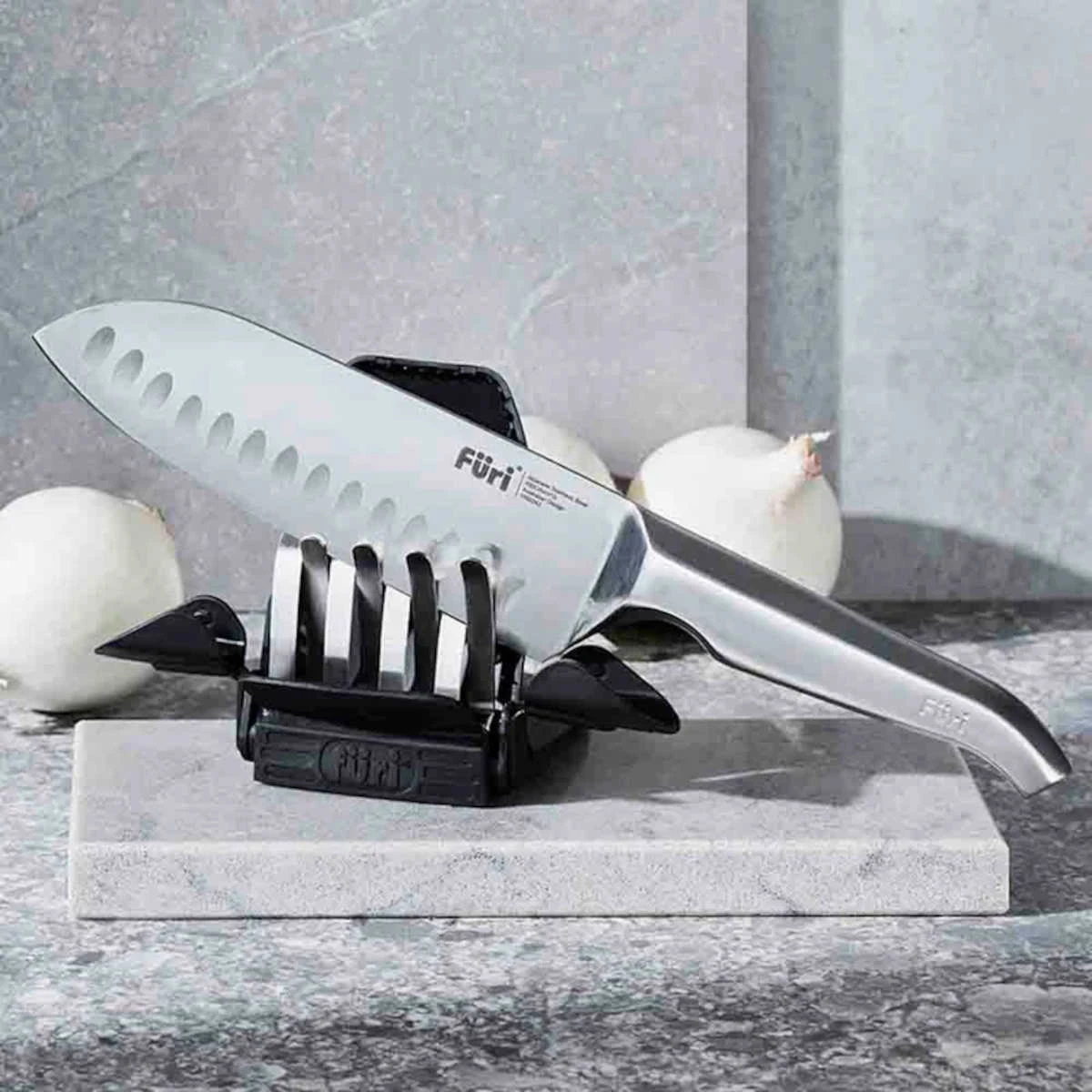 Furi 3 Piece East West Santoku & Sharpener Set 5 Furi 3 Piece East West Santoku & Sharpener Set - Image 3