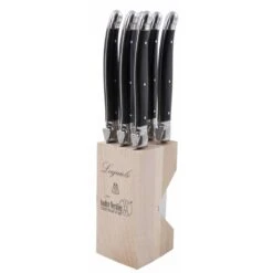 Laguiole Andre Verdier Debutant Steak Knife Black Set Of 6
