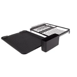 D.Line Dish Rack With Draining Board Black Aluminium -Home-Kitchen black aluminium dish rack with draining board 770413