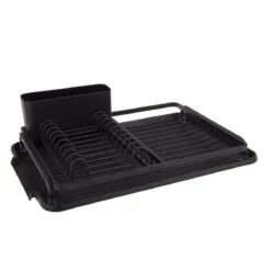 D.Line Dish Rack With Draining Board Black Aluminium