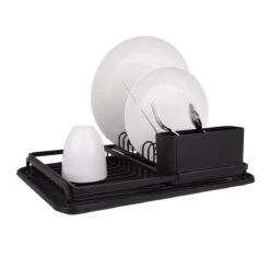D.Line Dish Rack With Draining Board Black Aluminium -Home-Kitchen black aluminium dish rack with draining board 855057
