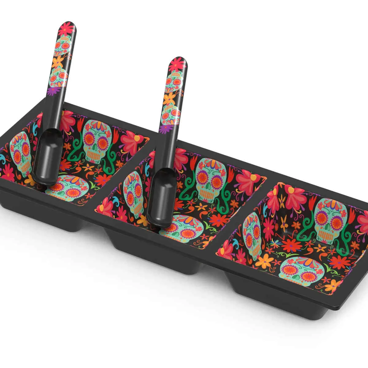 Prepara Day Of The Dead Three Section Tray 3 Prepara Day Of The Dead Three Section Tray