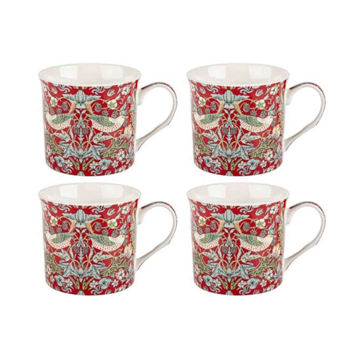 Heritage Nostalgic Strawberry Thief Mugs Red 270ml Set Of 4 3 Heritage Nostalgic Strawberry Thief Mugs Red 270ml Set Of 4