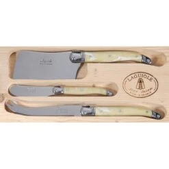 Laguiole Jean Dubost Deluxe Light Horn Cheese Knives Set Of 3
