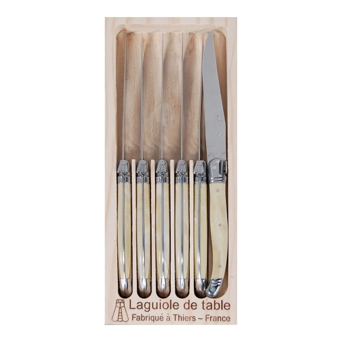 Laguiole Jean Dubost Deluxe Light Horn Steak Knives Set Of 6