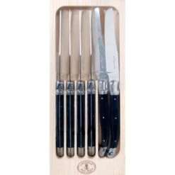Laguiole Jean Dubost Deluxe Table Knives Black Set Of 6