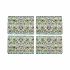 Nostalgic Strawberry Thief Aqua Placemats Set Of 4
