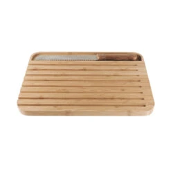 Pebbly Bread Board With Knife Set Natural Large